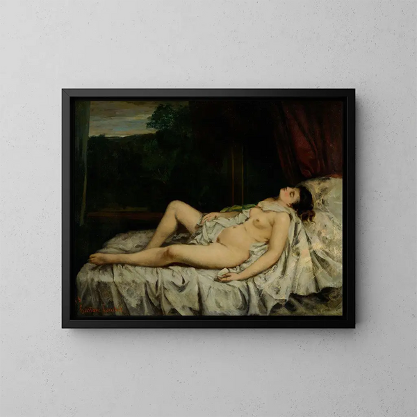 Nu endormi - Gustave Courbet — kehystetty taideteos seinällä
