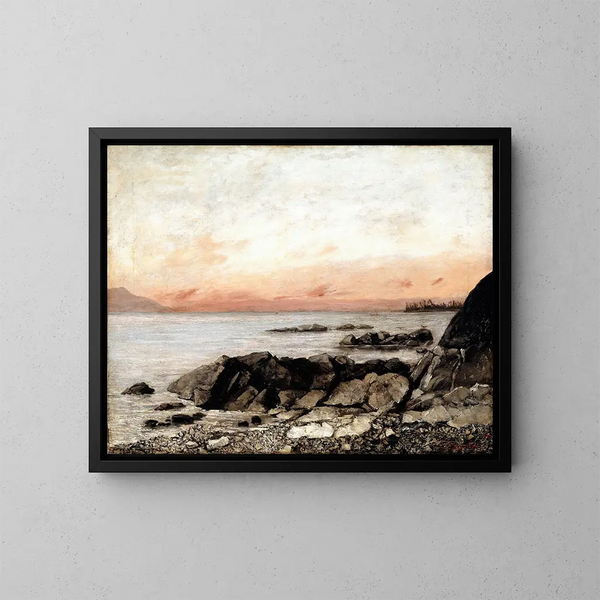 Auringonlasku Veveyssä, Sveitsi - Gustave Courbet — kehystetty taideteos seinällä