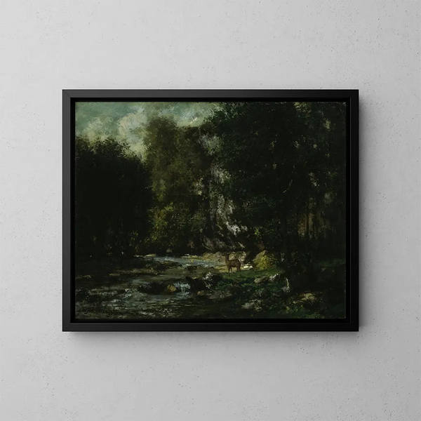 Le ruisseau des Puits Noirs - Gustave Courbet — kehystetty taideteos seinällä