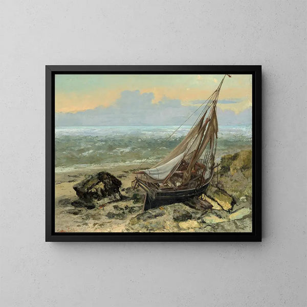 Kalastajalaiva - Gustave Courbet — kehystetty taideteos seinällä
