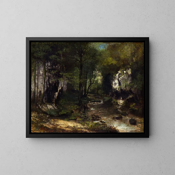 Le ruisseau du Puits Noir, vallée de la Loue - Gustave Courbet — kehystetty taideteos seinällä