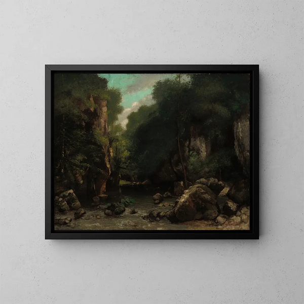 La vallée des Puits Noirs - Gustave Courbet — kehystetty taideteos seinällä