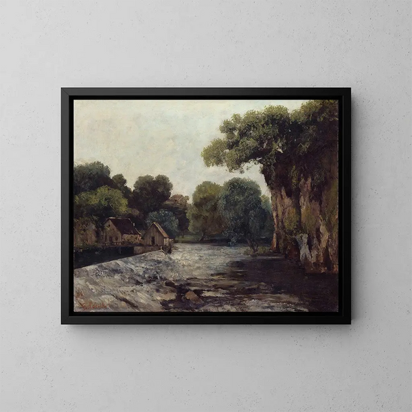 Le déversoir au moulin - Gustave Courbet — kehystetty taideteos seinällä