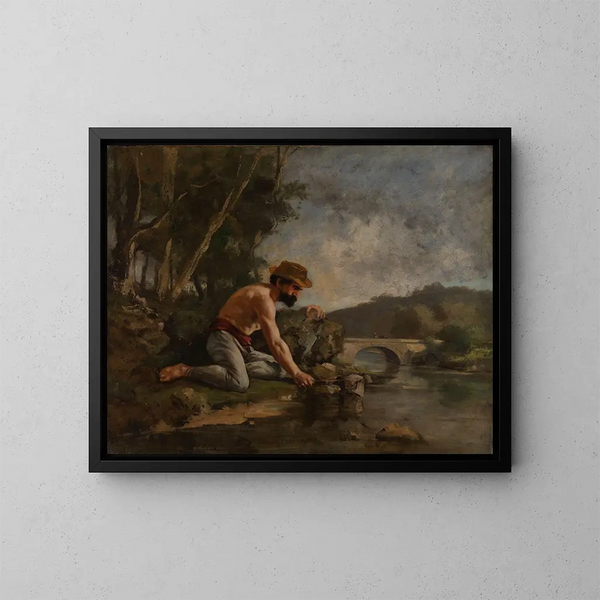 Le pêcheur - Gustave Courbet — kehystetty taideteos seinällä
