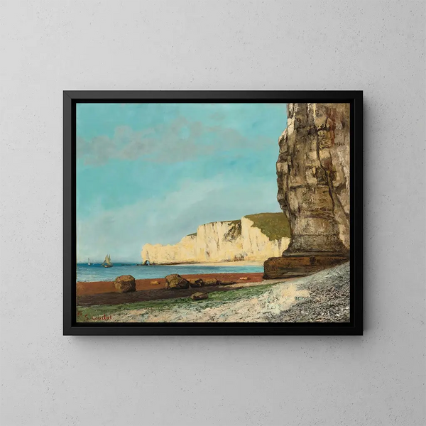 Les Falaises d'Étretat - Gustave Courbet — kehystetty taideteos seinällä