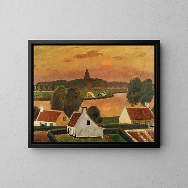 Näkymä kylästä - Gustave De Smet — kehystetty taideteos seinällä