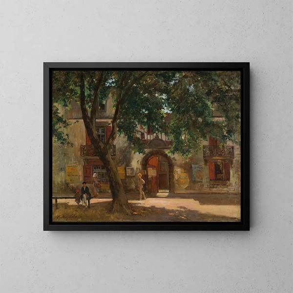 Iltapäivä ranskalaisessa kylässä - Gustave Henri Colin — kehystetty taideteos seinällä