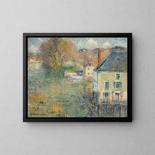 Tulva Givernyssä - Gustave Loiseau — kehystetty taideteos seinällä