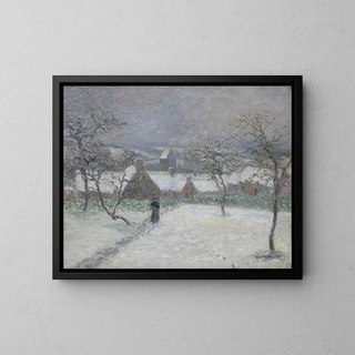La Neige à Mortain, Manche - Gustave Loiseau — kehystetty taideteos seinällä
