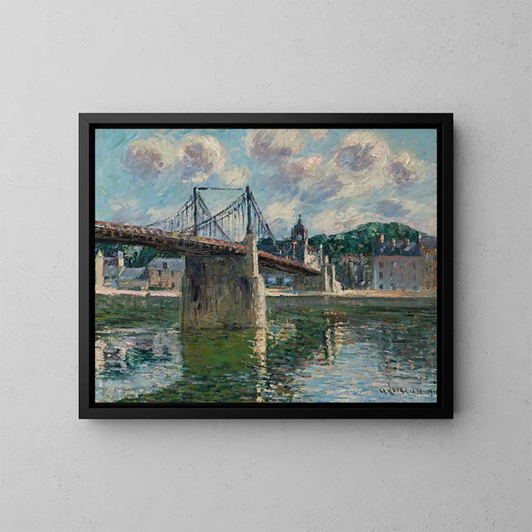 Le Pont suspendu Delbeuf - Gustave Loiseau — kehystetty taideteos seinällä