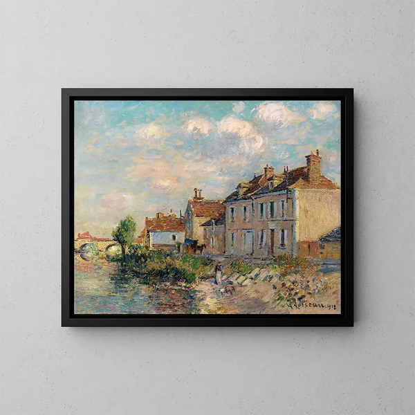 Le Quai Saint-Martin, Auxerre - Gustave Loiseau — kehystetty taideteos seinällä