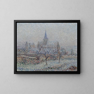 L Bennecourtin kirkon, lumiefekti - Gustave Loiseau | Reproduction — kehystetty taideteos seinällä