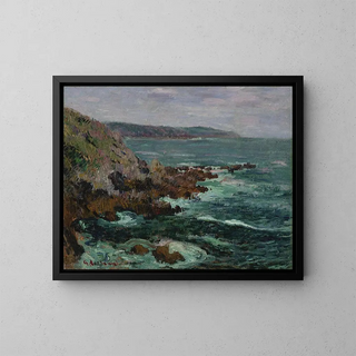 Rochers surplombant la mer en Bretagne - Gustave Loiseau — kehystetty taideteos seinällä
