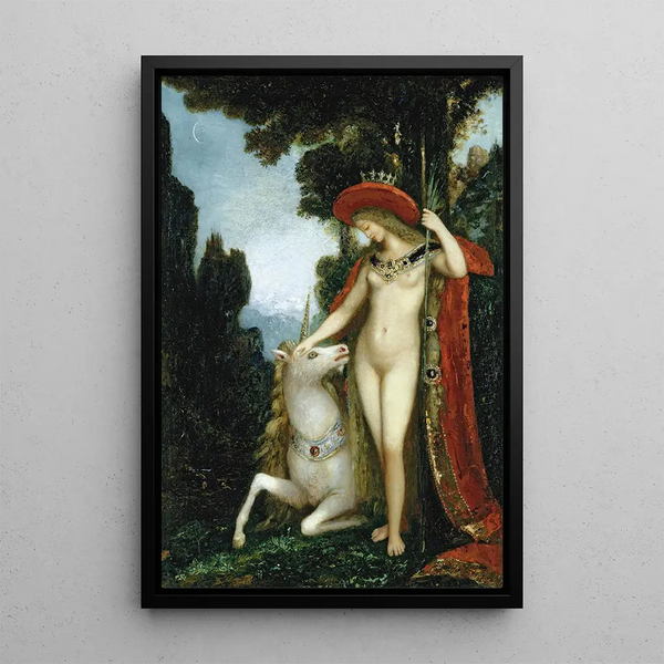 Yksisarvinen - Gustave Moreau — kehystetty taideteos seinällä