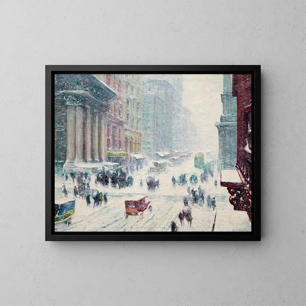 Cinquième Avenue en hiver - Guy Carleton Wiggins — kehystetty taideteos seinällä