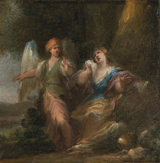 HAGAR ET L'ANGE DANS UNE CAVE - École italienne