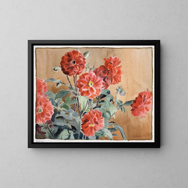 Dahlias - Hannah Borger Overbeck — kehystetty taideteos seinällä
