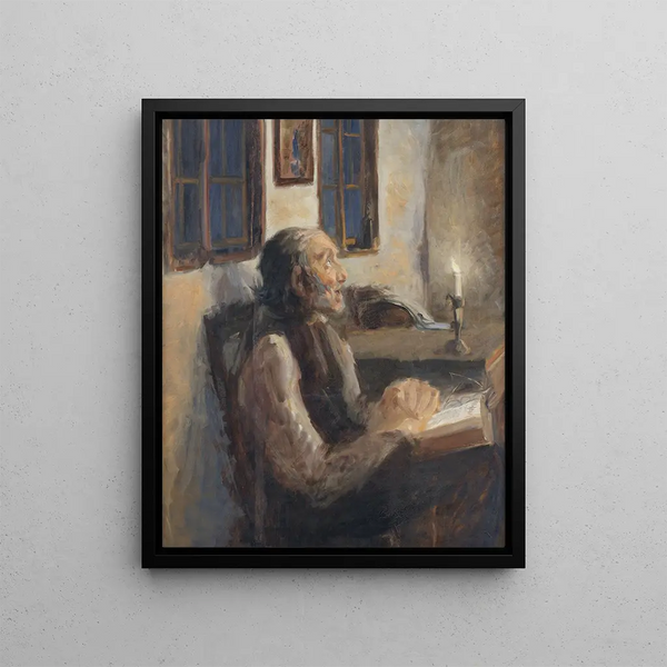 Hans Andersen Brendekilde - Den gamle mand ved spedelyset.webp