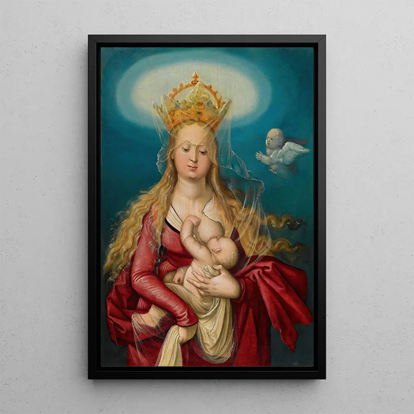 La Vierge en Reine du Ciel imettämässä Jeesus-lasta - Hans Baldung — kehystetty taideteos seinällä