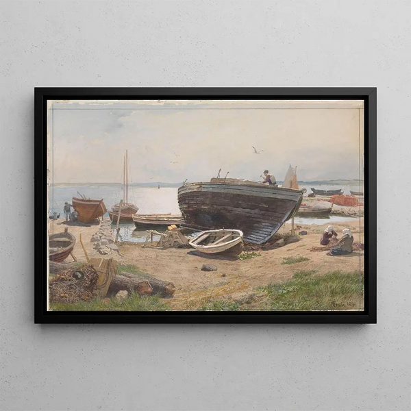 Hans Gude - A Harbour on the Baltic Sea.webp