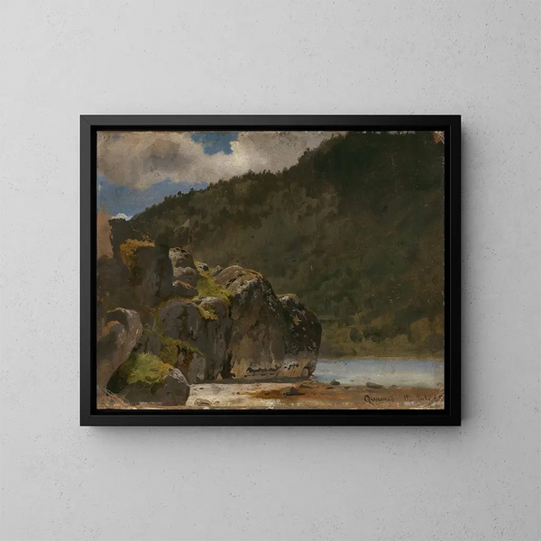 Kvamsy-maalaus Sognefjordissa - Hans Gude — kehystetty taideteos seinällä