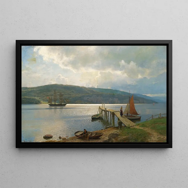 Hans Gude - The Jetty At Feste Near Moss.webp