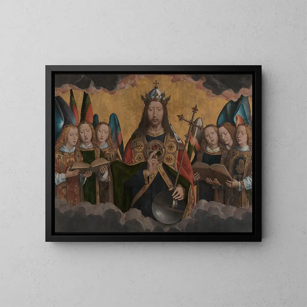 Jumala Isä ja laulavat enkelit - Hans Memling — kehystetty taideteos seinällä