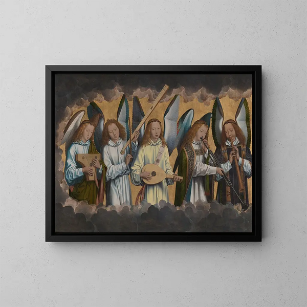 Enkelit muusikot - Hans Memling — kehystetty taideteos seinällä