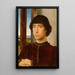 Nuoren miehen muotokuva - Hans Memling — kehystetty taideteos seinällä