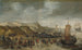Uimassa oleva valashai rannalla Noordwijkissä 28. joulukuuta 1614 - Hans Savery vanhempi — näkymä teoksesta