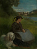 Agathe avec un chien blanc - Hans Thoma — näkymä teoksesta