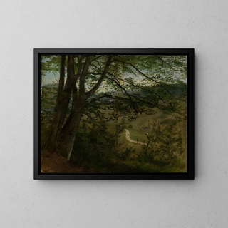 Hans Thoma - Blick durch Bume und Gestruch auf Tal.webp