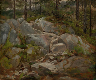 Kivipylväät ja kuusenrungot - Hans Thoma — näkymä teoksesta