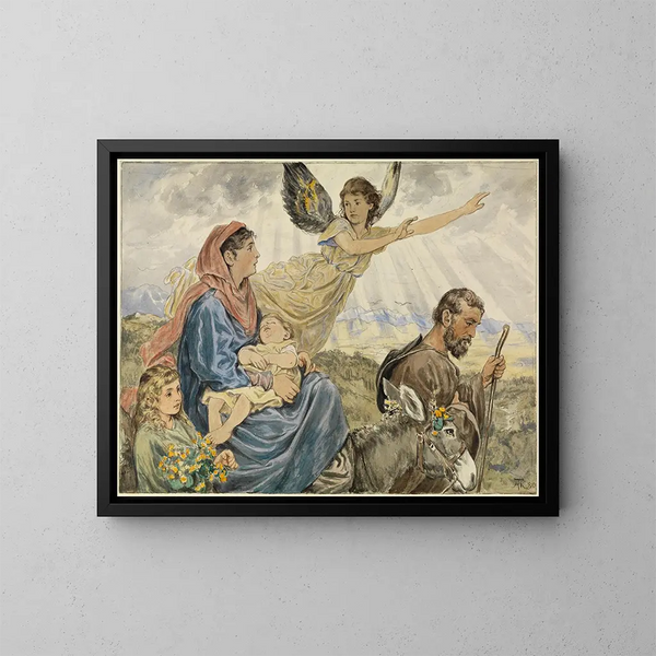 Fuite en Égypte - Hans Thoma — kehystetty taideteos seinällä