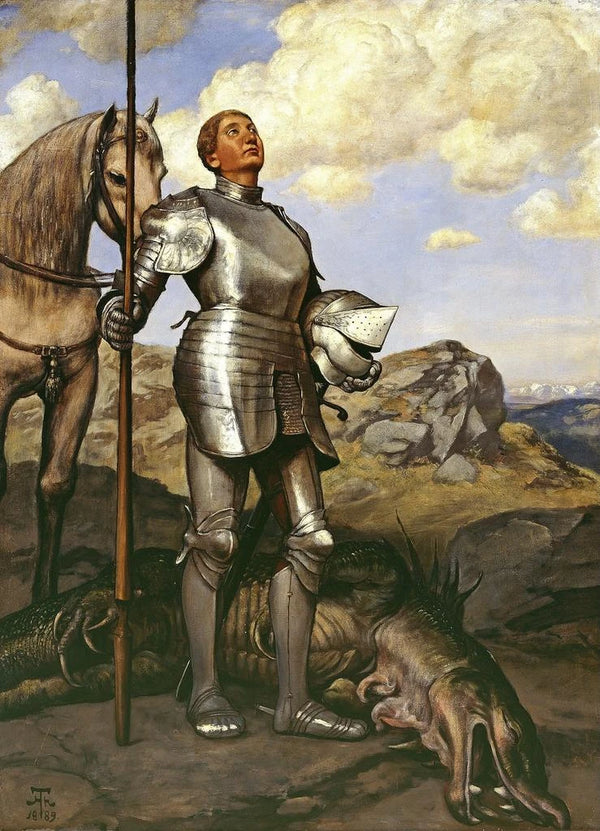 Pyhä Yrjänä ritari - Hans Thoma — kehystetty taideteos seinällä