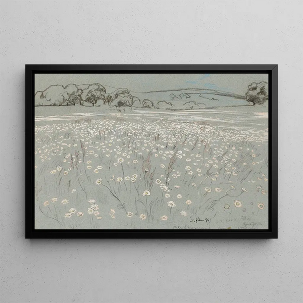 Prairian maalaus daisy-kukilla - Hans Thoma — kehystetty taideteos seinällä