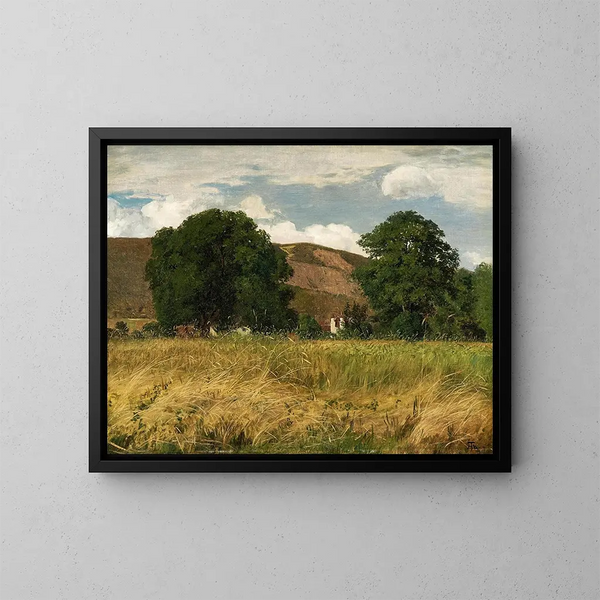 Prairie avec deux grands arbres - Hans Thoma — kehystetty taideteos seinällä