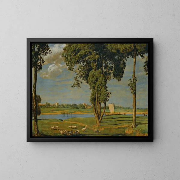 Main-joen rannalla - Hans Thoma — kehystetty taideteos seinällä