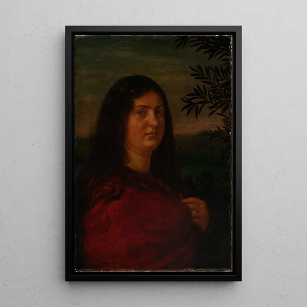 Rouva Cella Thoman muotokuva - Hans Thoma — kehystetty taideteos seinällä