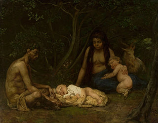 Hans Thoma - Satyrs family bringing up of Zeus.webp