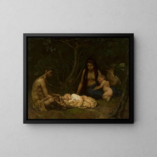 Hans Thoma - Satyrs family bringing up of Zeus.webp