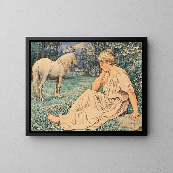 Moissis ja istuva - Hans Thoma — kehystetty taideteos seinällä