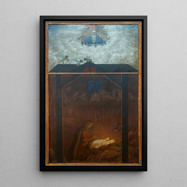 Joulu-triptyykki Lapsen palvonta - Hans Thoma — kehystetty taideteos seinällä
