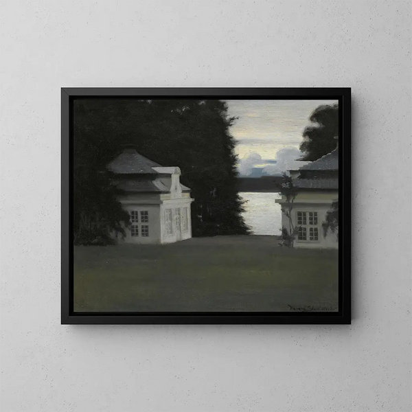 Les pavillons de l'Érémitage dans les jardins royaux de Fredensborg - Harald Slott-Møller — kehystetty taideteos seinällä