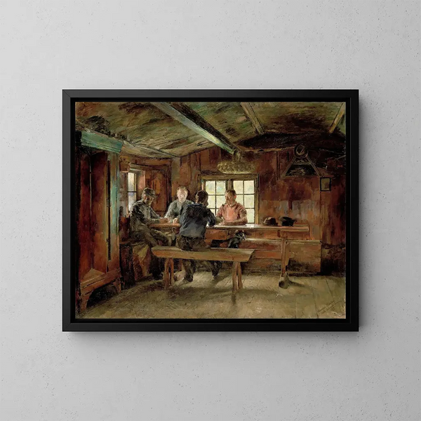 Les Joueurs de cartes - Harriet Backer — kehystetty taideteos seinällä