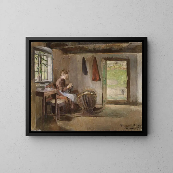 Sisätiloista Skotta-tilalla Brumissa - Harriet Backer — kehystetty taideteos seinällä