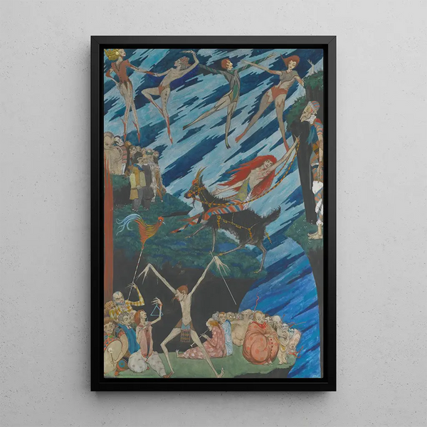 Lähden lentoon täältä yhdellä hypyllä helvettiin tai minne tahansa paetakseeni heitä - Harry Clarke — kehystetty taideteos seinällä
