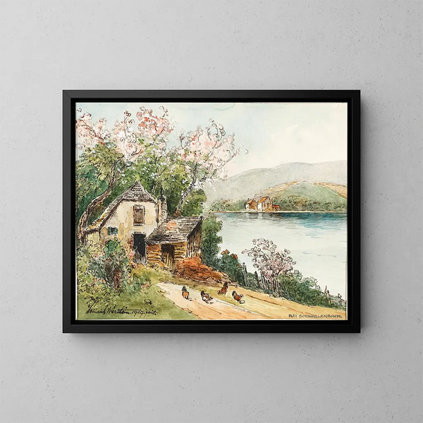 Kevät Wachau-laaksossa - Heinrich Josef Wertheim — kehystetty taideteos seinällä