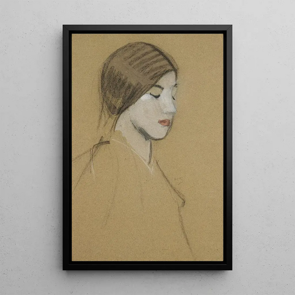 Nuoren tytön pää - Helene Schjerfbeck — kehystetty taideteos seinällä