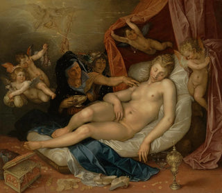 Hendrick Goltzius - The Sleeping Dana Being Prepared to Receive Jupiter.webp